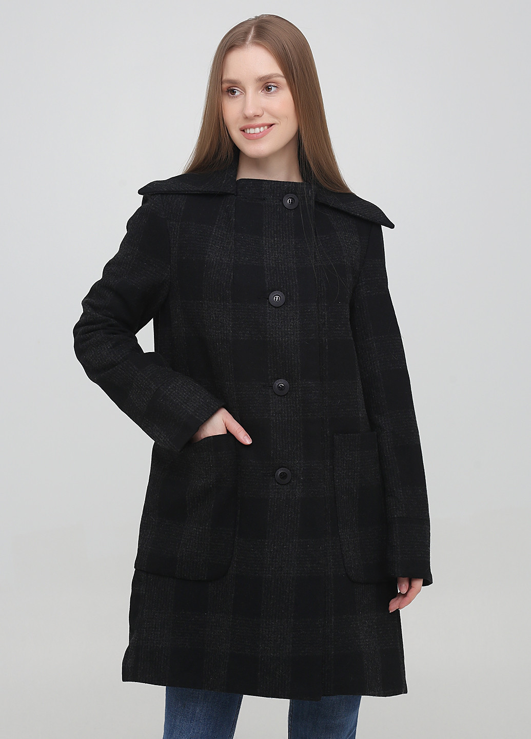 Черное демисезонное Пальто однобортное Amy Gee