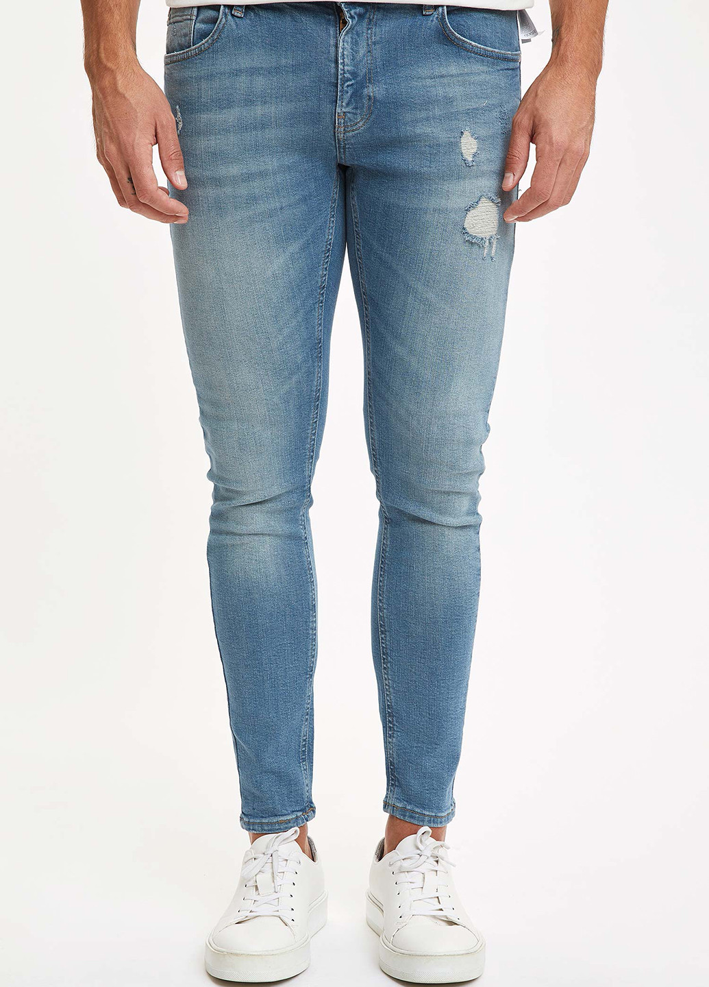 Голубые демисезонные скинни джинсы DeFacto