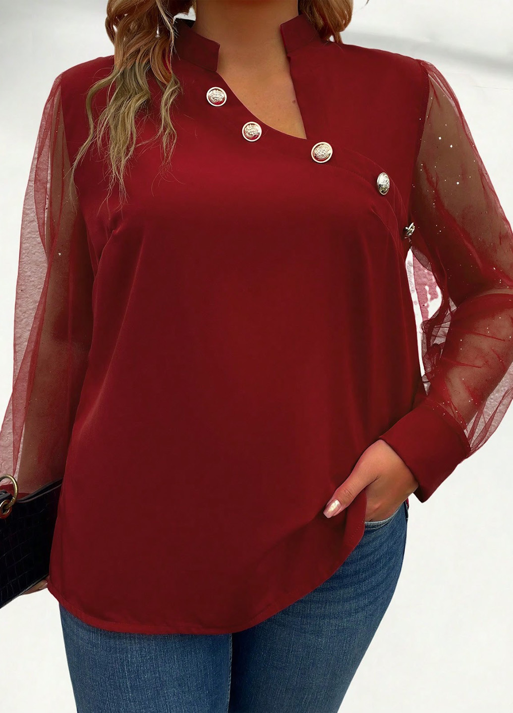 Тёмно-красная блуза SHEIN