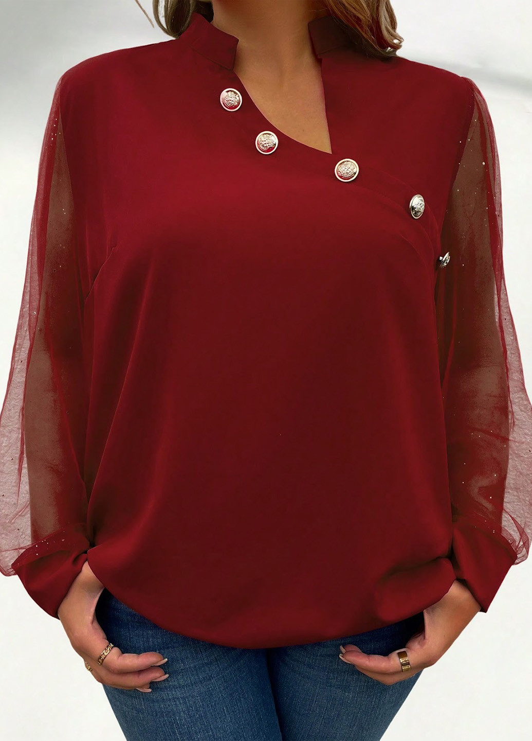 Тёмно-красная блуза SHEIN