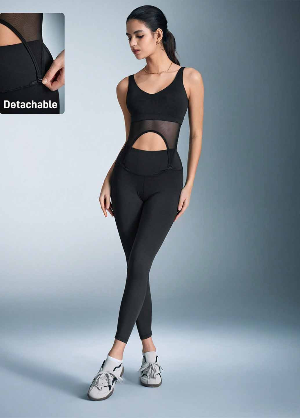 Комбинезон SHEIN комбинезон-брюки однотонный чёрный спортивный полиэстер