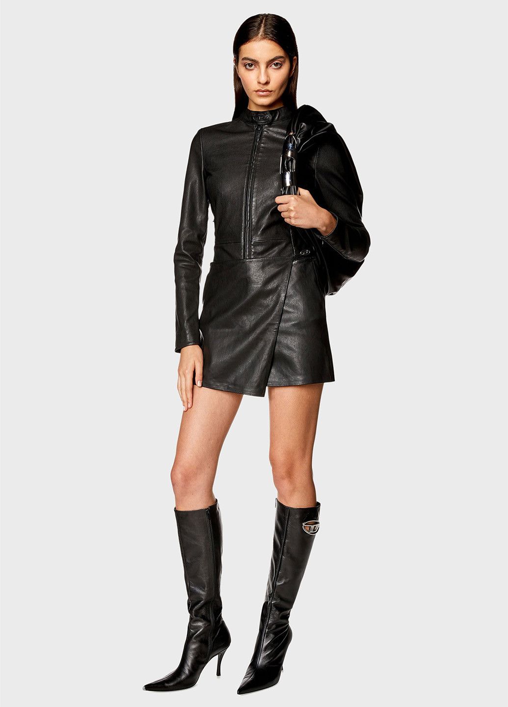 Черная кэжуал однотонная юбка Diesel на запах