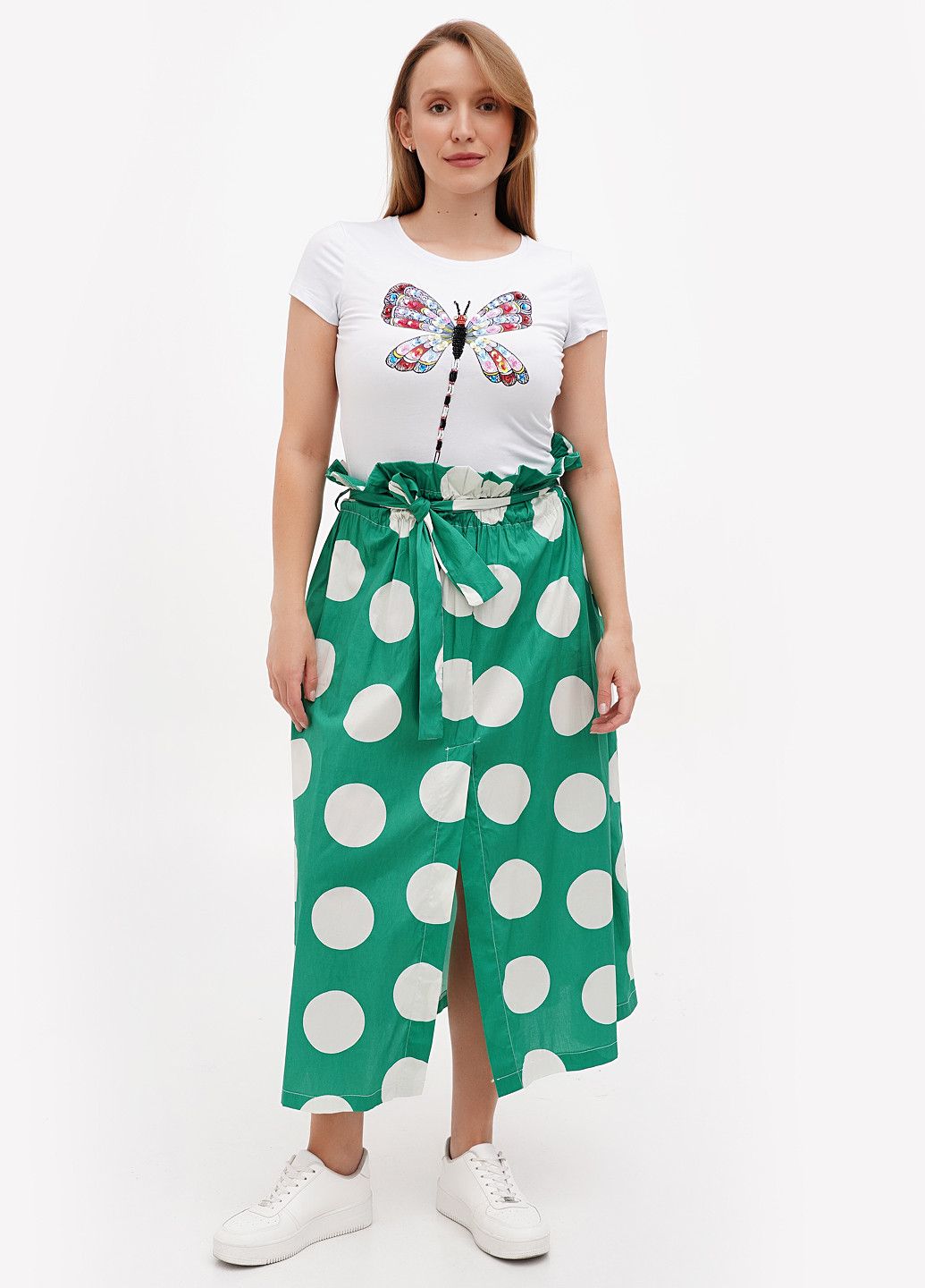 Зеленая кэжуал в горошек юбка Naiif