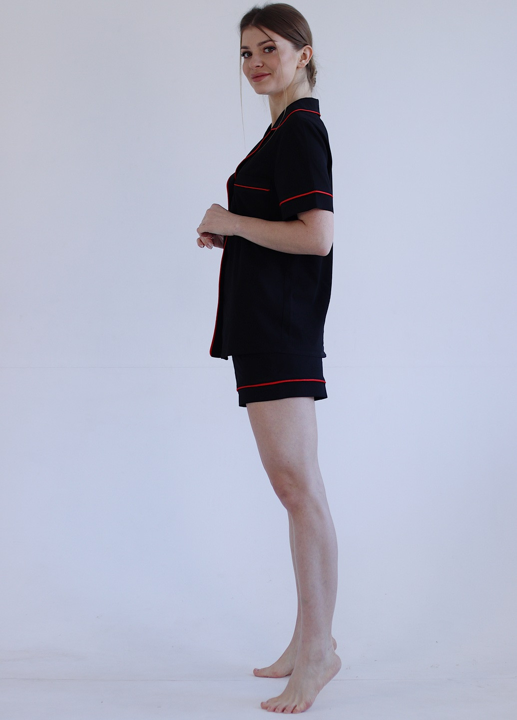 Чорна всесезон піжама (сорочка + шорти) сорочка + шорти GorLin