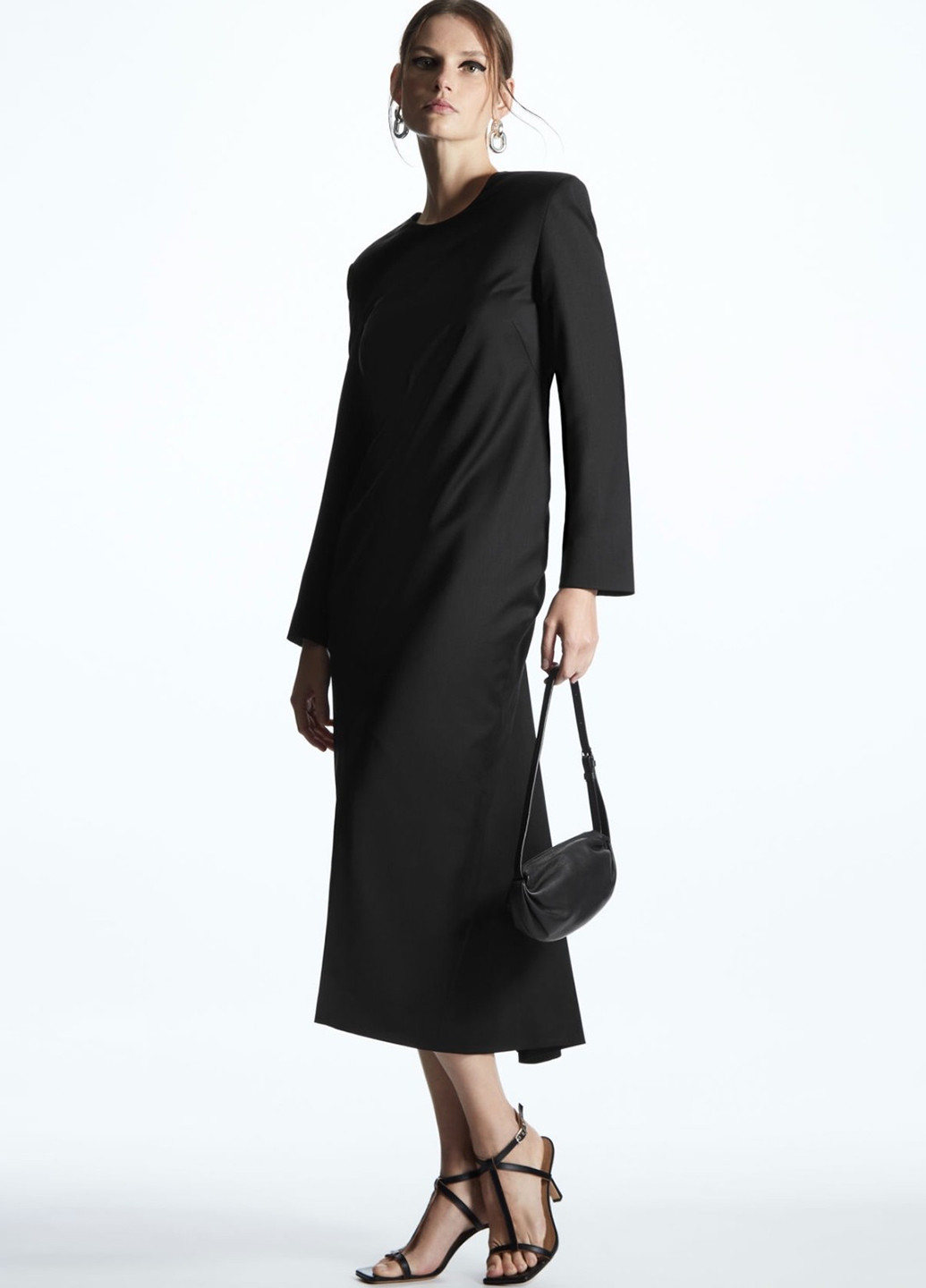 Чорна сукня з вовною Cos однотонна