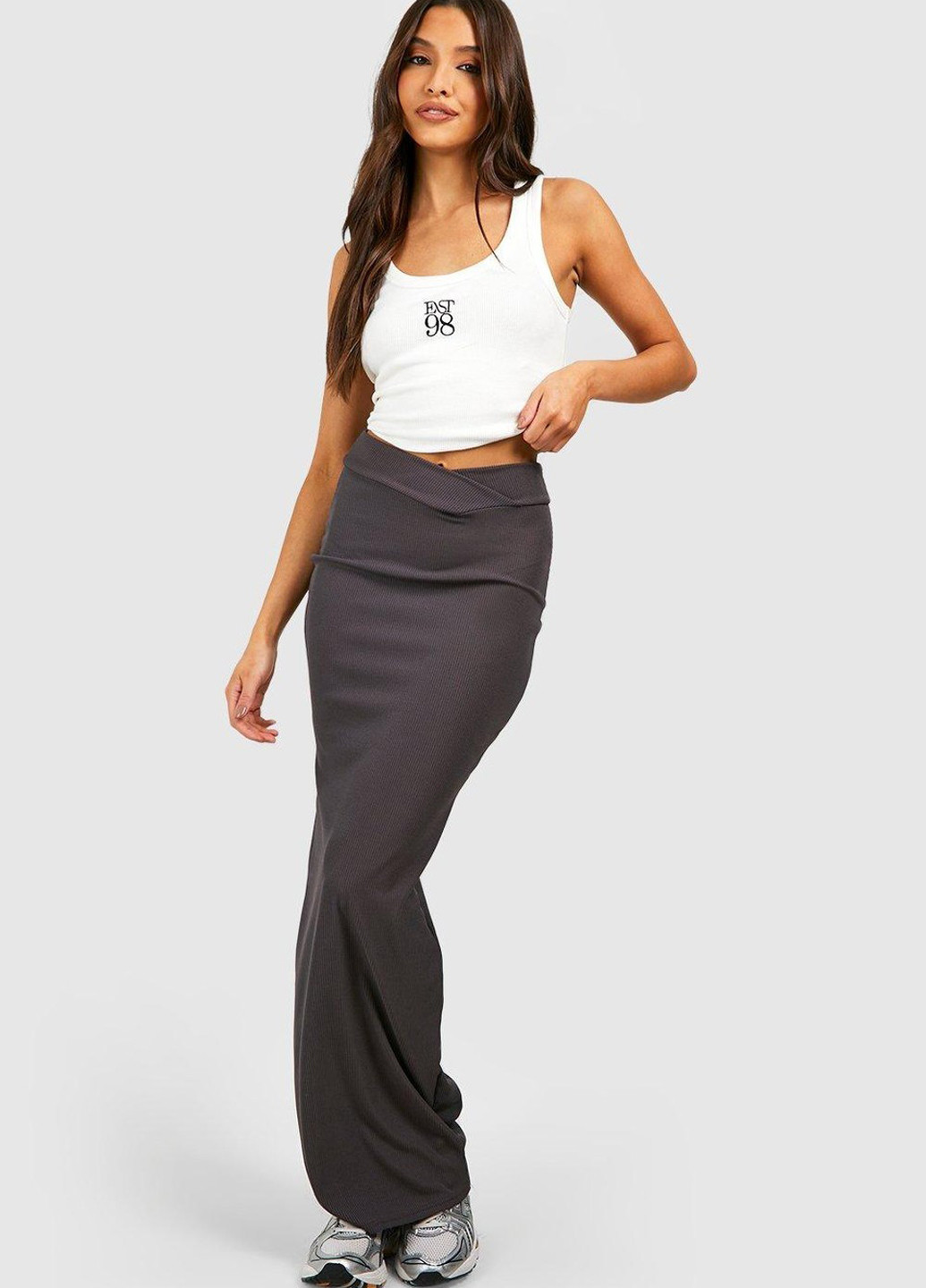 Темно-серая кэжуал однотонная юбка Boohoo