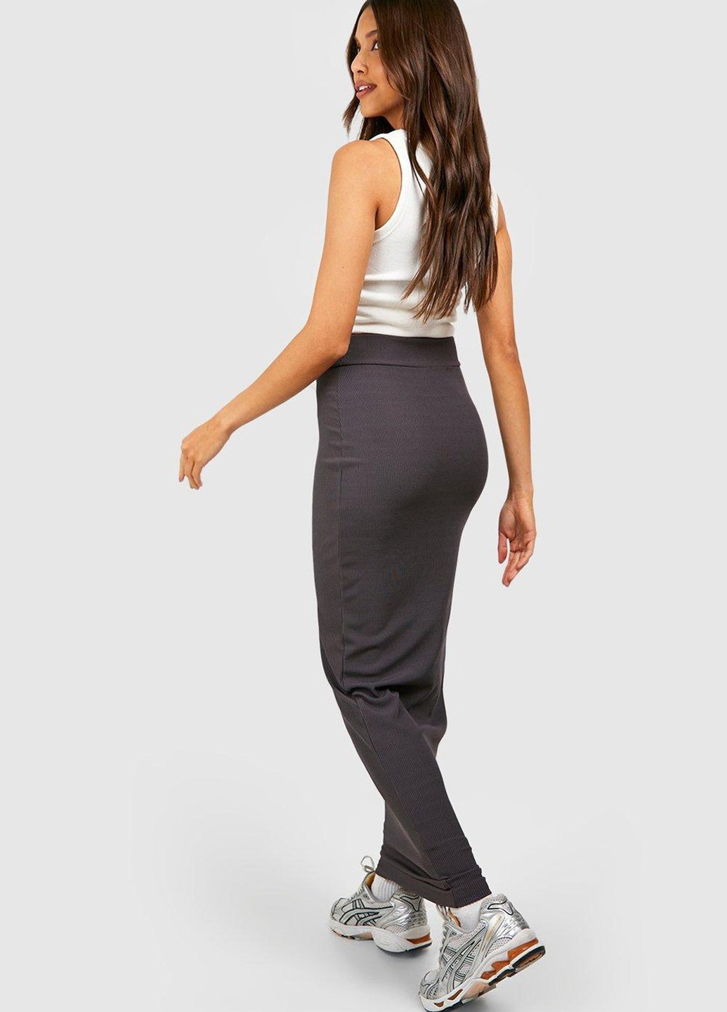 Темно-серая кэжуал однотонная юбка Boohoo