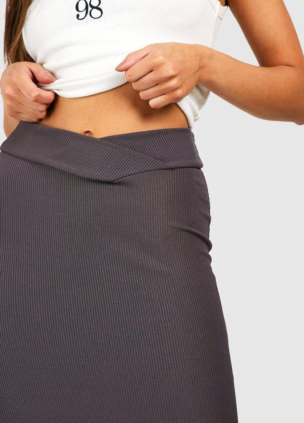 Темно-серая кэжуал однотонная юбка Boohoo