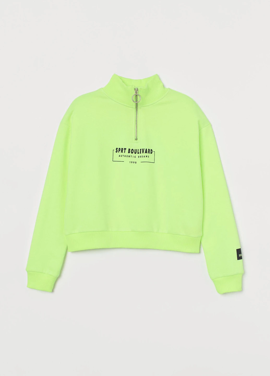 H&M свитшот надпись салатовый кэжуал полиэстер, футер