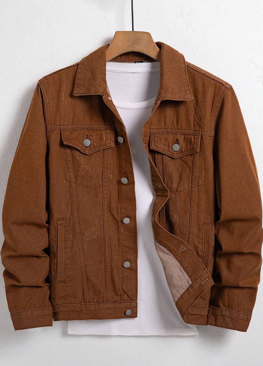 Коричневая демисезонная куртка куртка-пиджак SHEIN