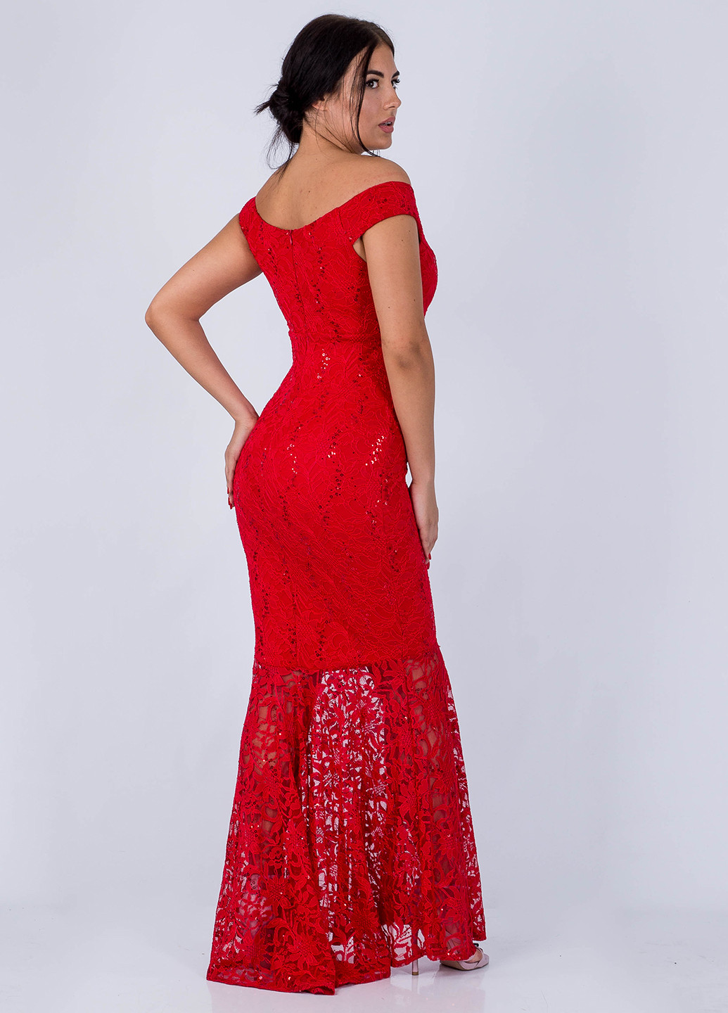 Червона вечірня плаття, сукня годе Sistaglam однотонна