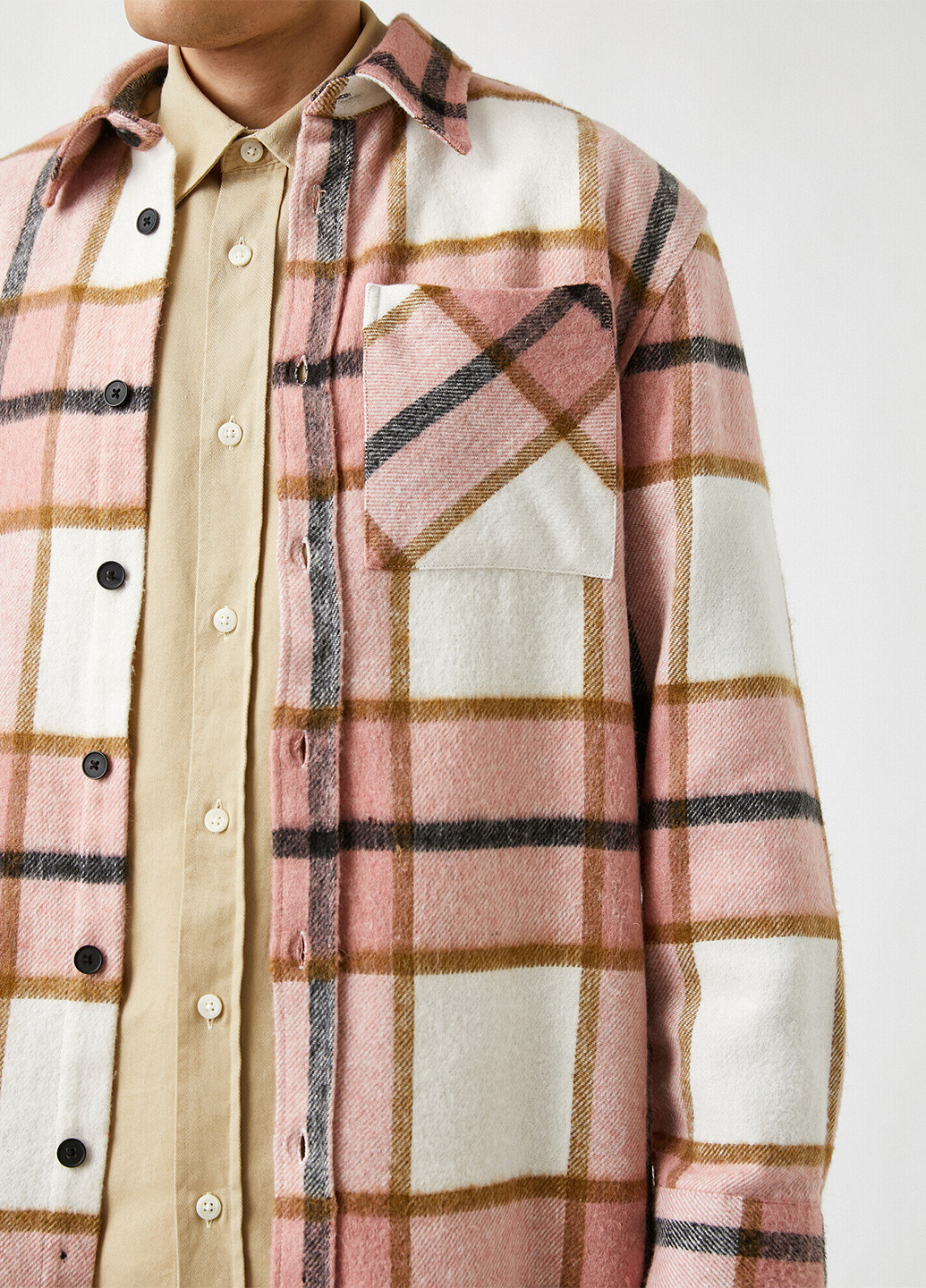 Куртка-рубашка KOTON клетка светло-розовая кэжуал