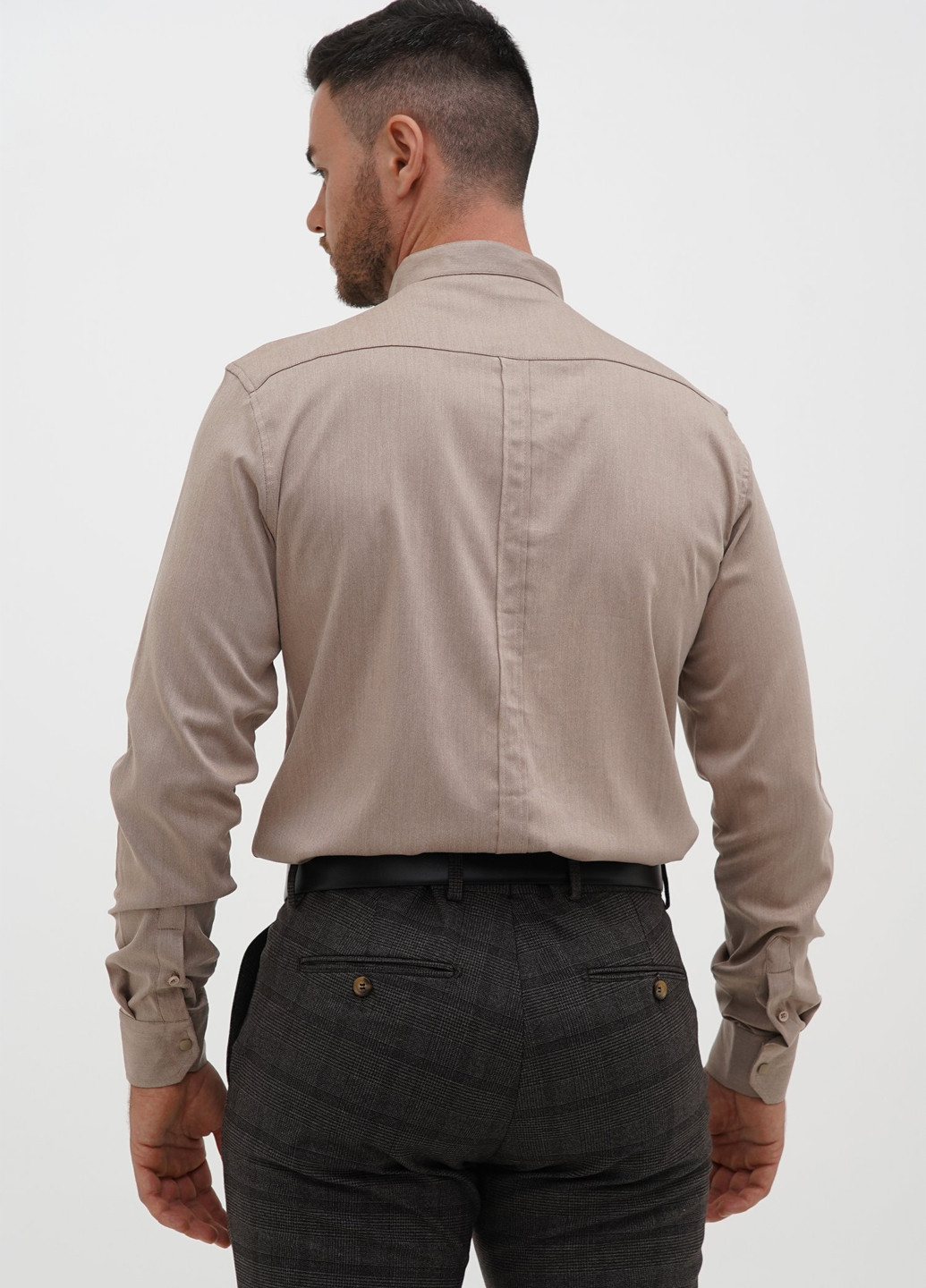 Бежевая классическая рубашка однотонная Trend Collection