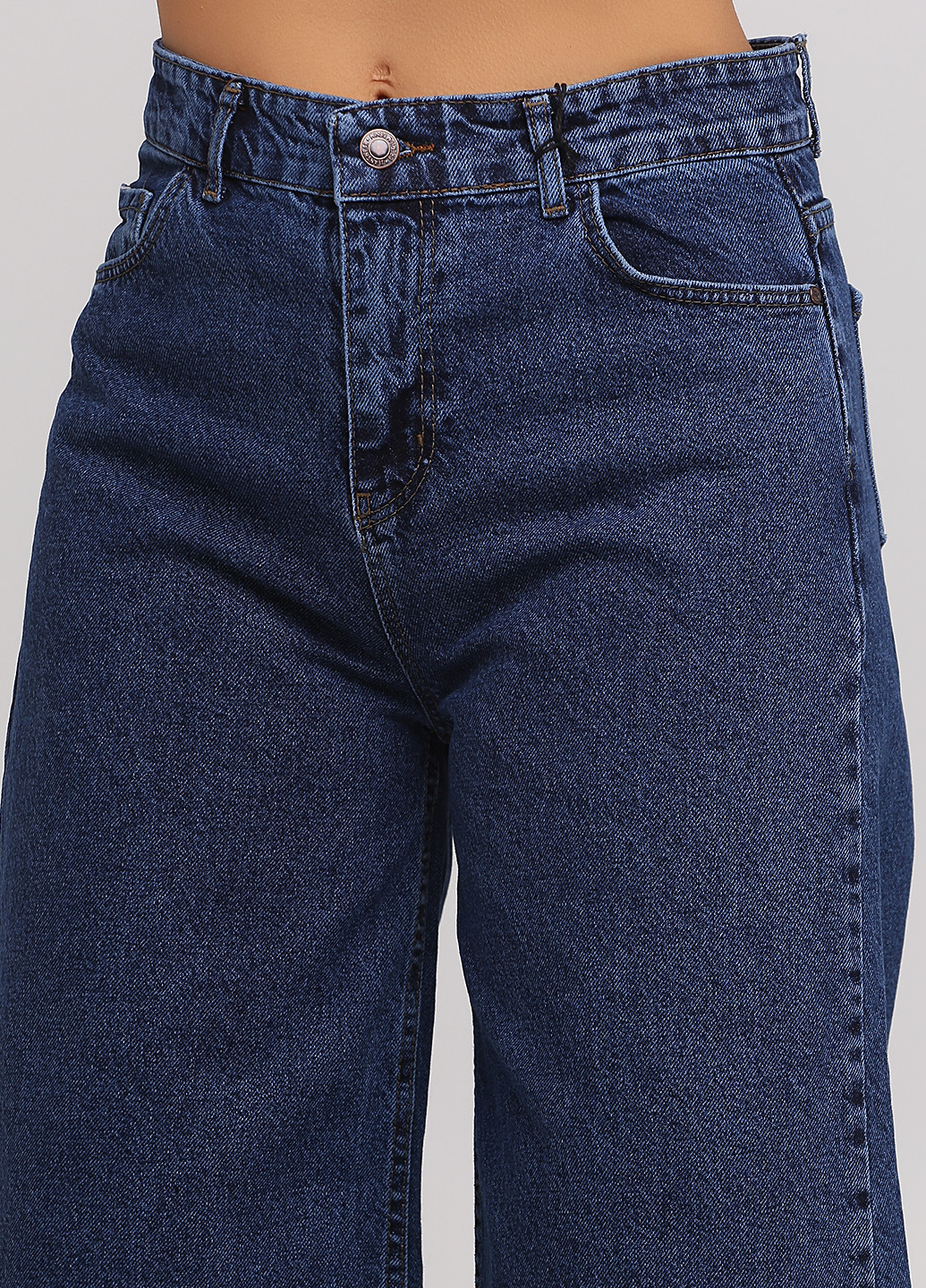 Джинси Jean Shop кльош однотонні темно-сині джинсові бавовна