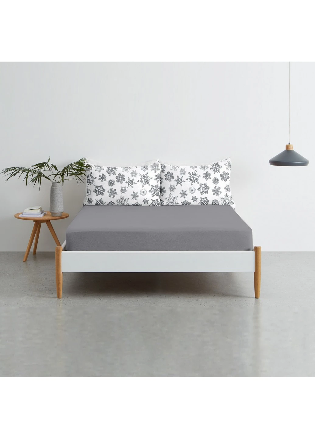 Евро комплект RANFORS GRAPHITE SNOWFLAKES GREY (пододеяльник 200х220 см, простынь 180х200х20 см, наволочка 2 шт 50х70 см) Cosas (251413587)