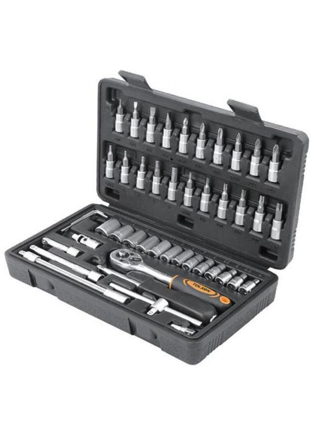 Набор инструментов головок торцевых 1/4" 46 предм. "ПРОФІ" (15138) Tolsen (252409683)