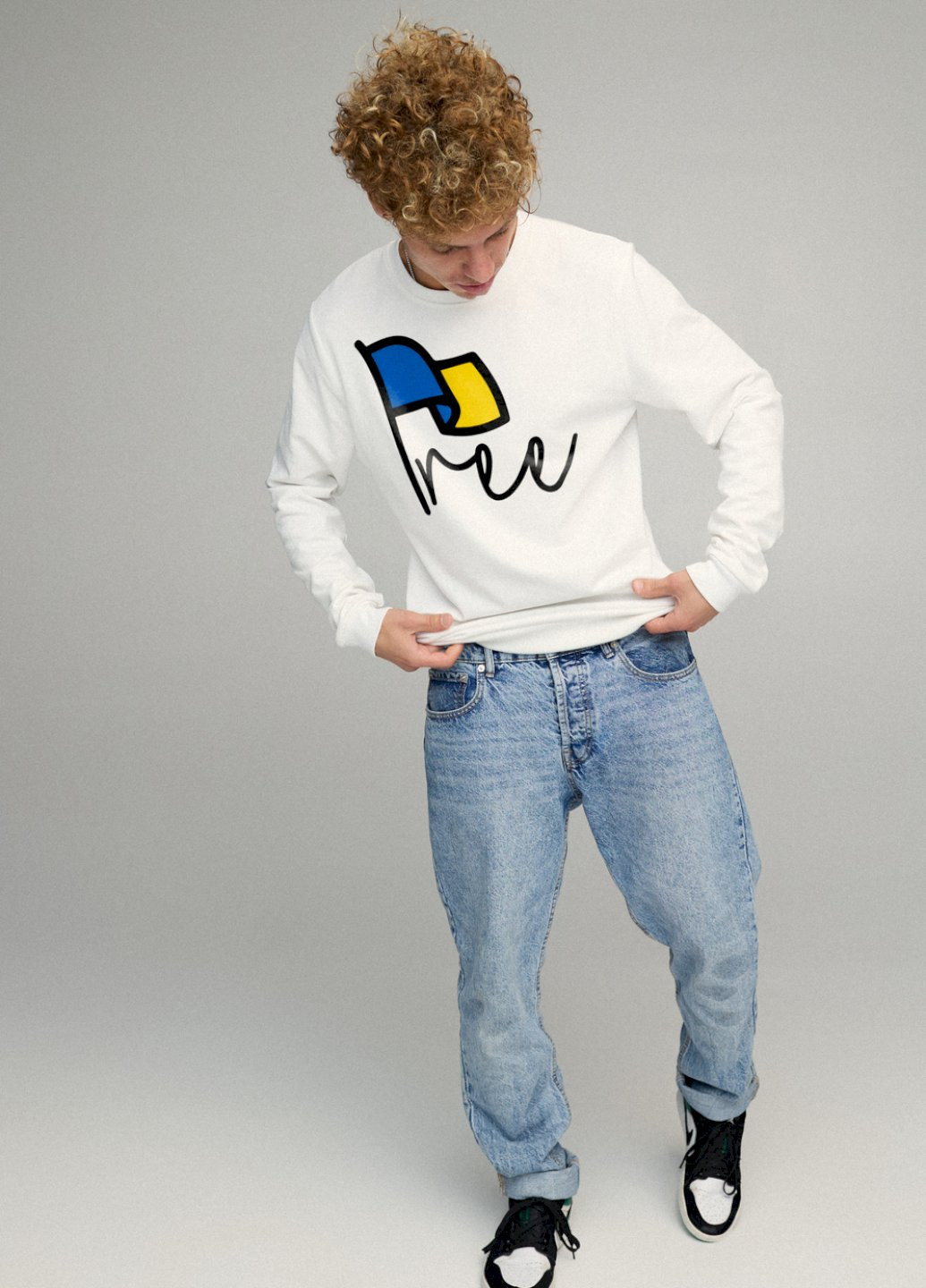 Білий свитшот мужской basic /no flis/ YAPPI малюнок (254557569)