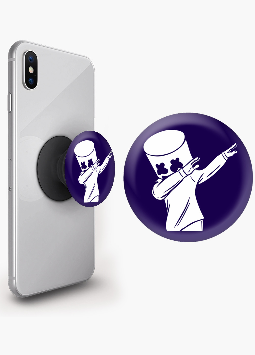 Попсокет (Popsockets) тримач для смартфону Маршмелло Фортнайт (Marshmello Fortnite) (8754-1330) Чорний MobiPrint (216748260)