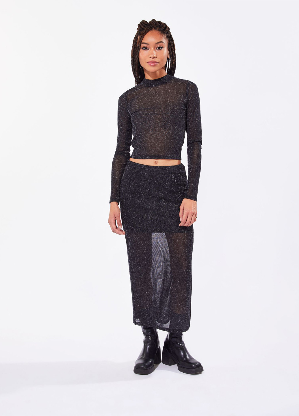 Черная кэжуал меланж юбка Jennyfer