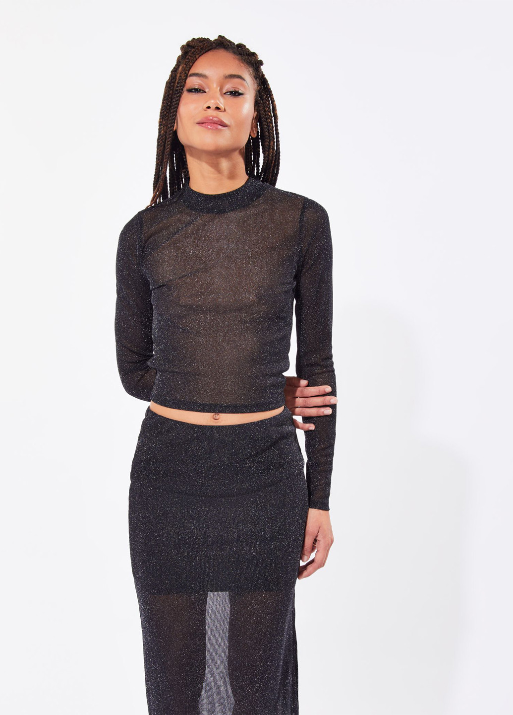 Черная кэжуал меланж юбка Jennyfer