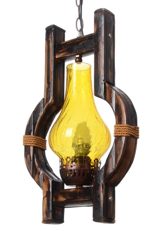 Люстра деревянная для кухни подвесная на один плафон BKL-805S/1 E27 Brille (253887864)