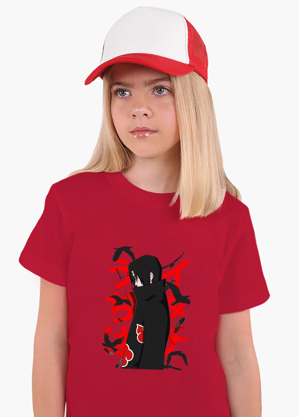 Красная демисезонная футболка детская итачи учиха наруто (itachi uchiha)(9224-2817) MobiPrint
