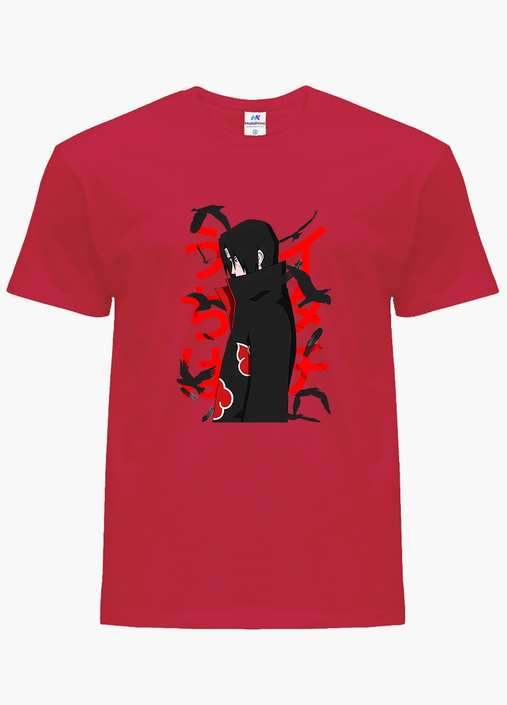 Красная демисезонная футболка детская итачи учиха наруто (itachi uchiha)(9224-2817) MobiPrint