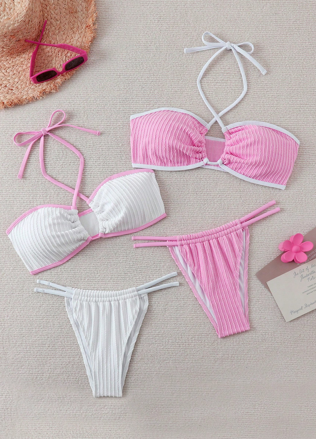 Комбинированный летний купальник (лиф, трусики) 2 шт. бикини, раздельный SHEIN