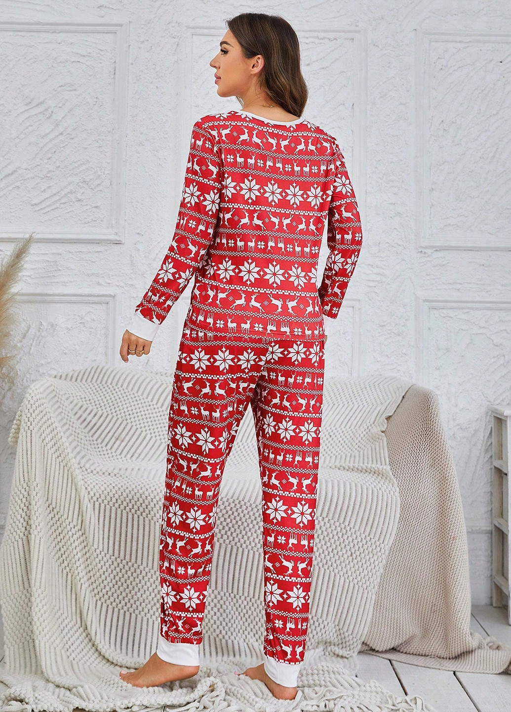 Красная всесезон пижама (лонгслив, брюки) лонгслив + брюки SHEIN