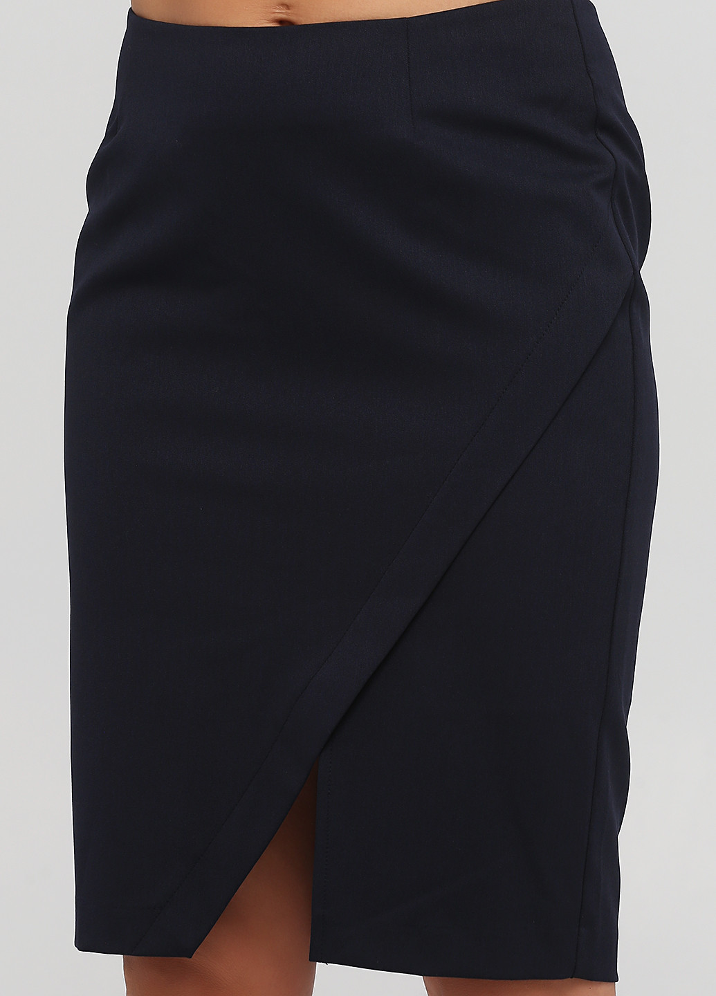 Темно-синяя офисная однотонная юбка Olga Shyrai for PUBLIC&PRIVATE карандаш