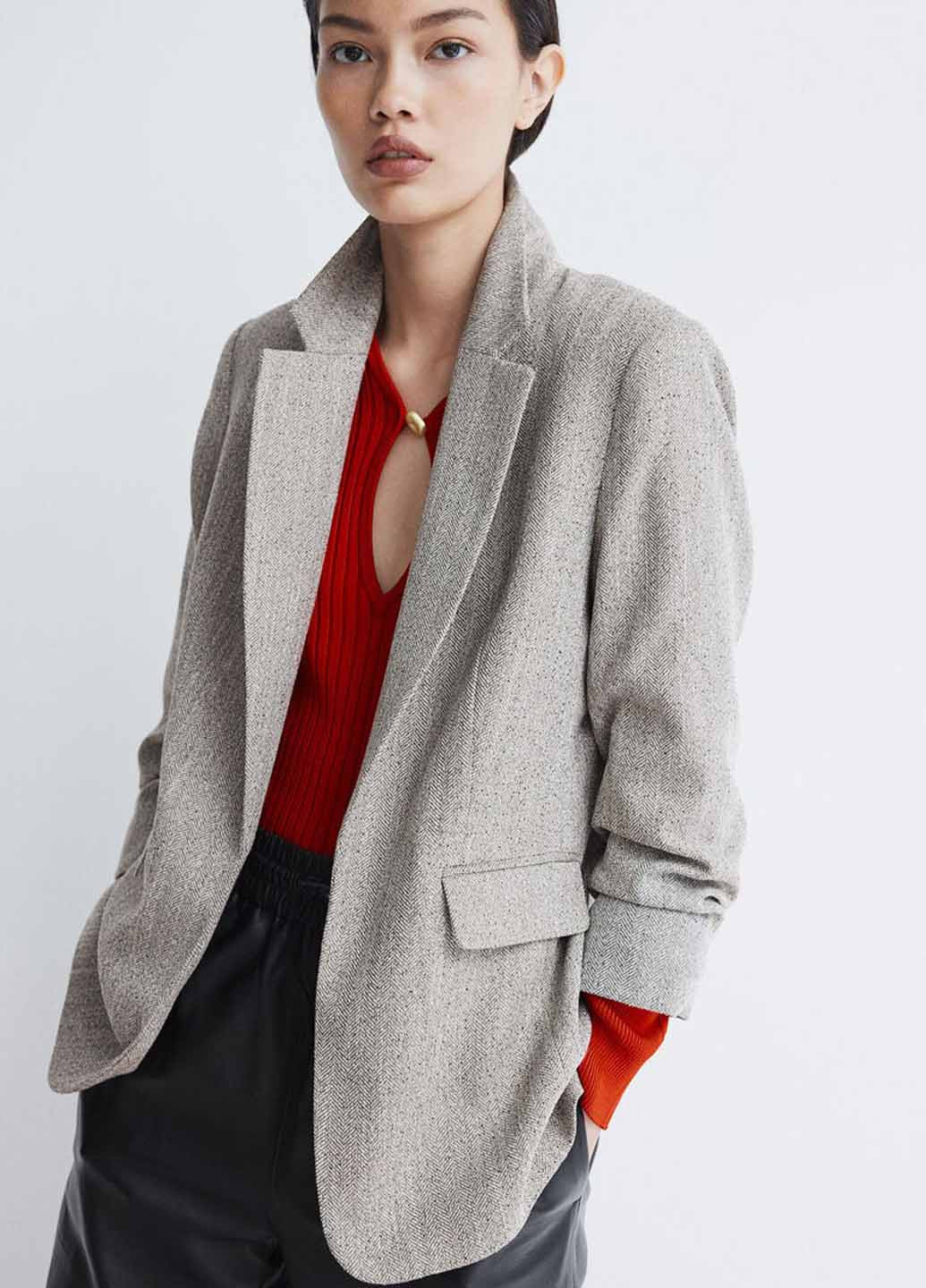 Бежевый женский жакет H&M геометрический - демисезонный