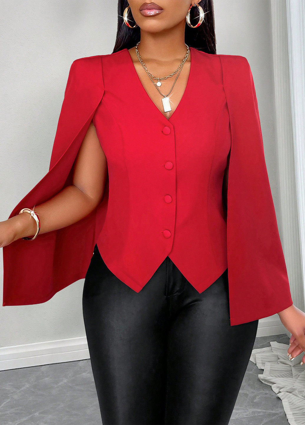 Красный женский жакет SHEIN однотонный - демисезонный