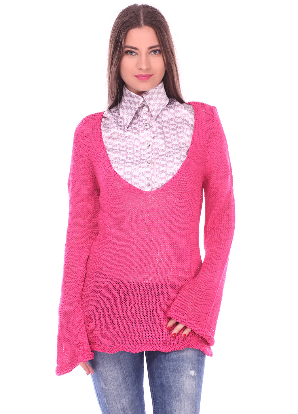Малиновый летний пуловер пуловер Ysatis