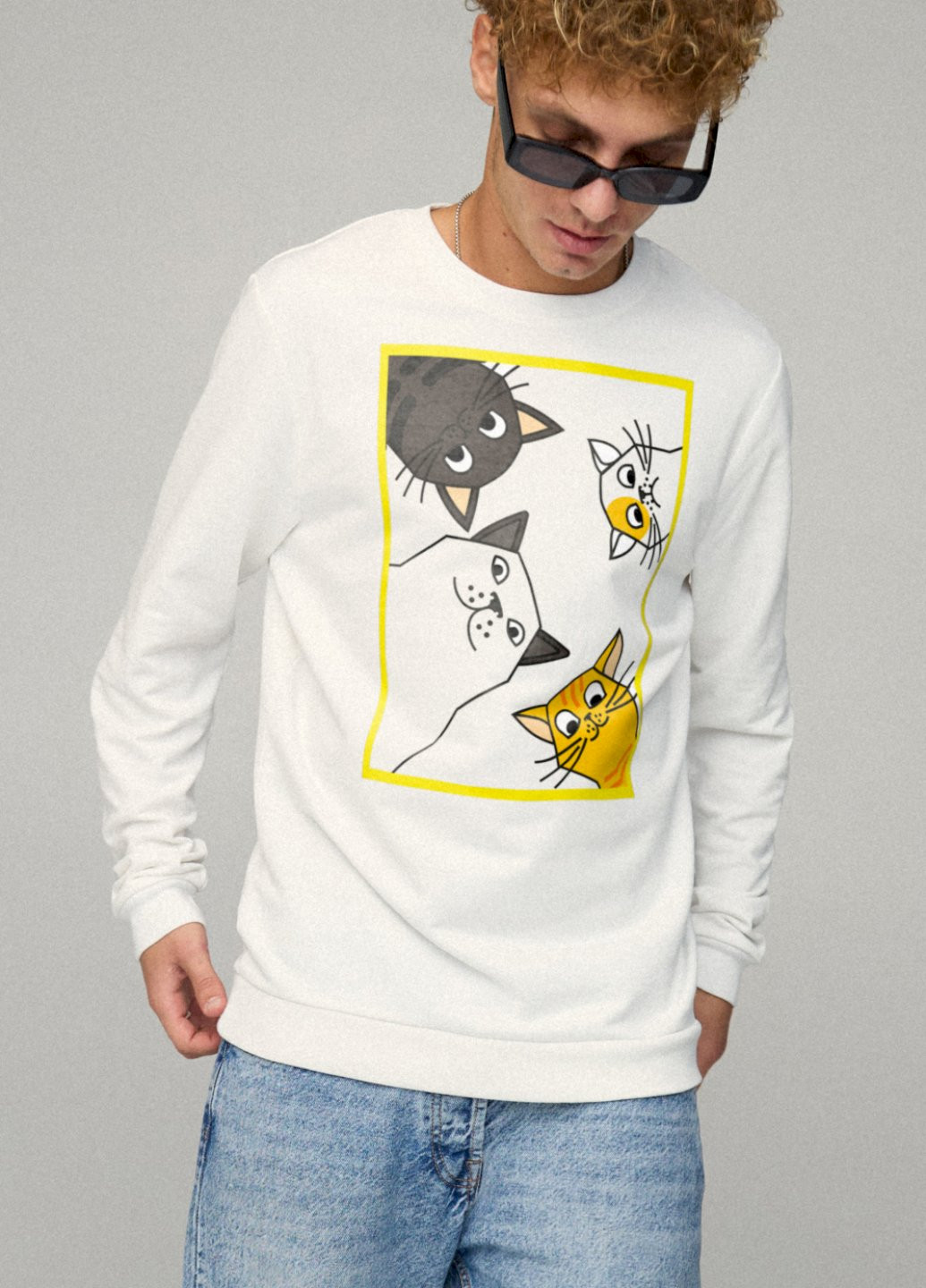Білий свитшот мужской basic /no flis/ YAPPI малюнок (254557807)