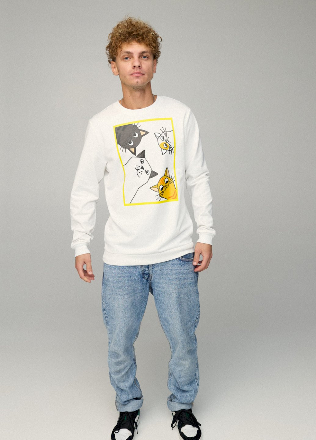 Білий свитшот мужской basic /no flis/ YAPPI малюнок (254557807)