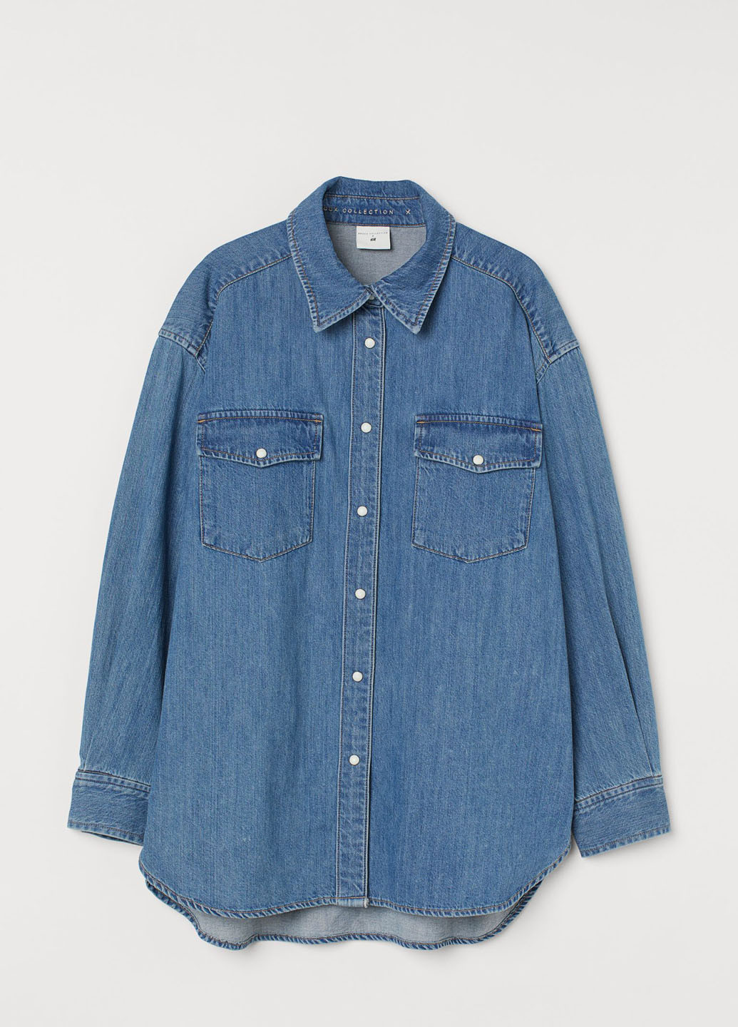 Синяя кэжуал, джинсовая рубашка однотонная H&M