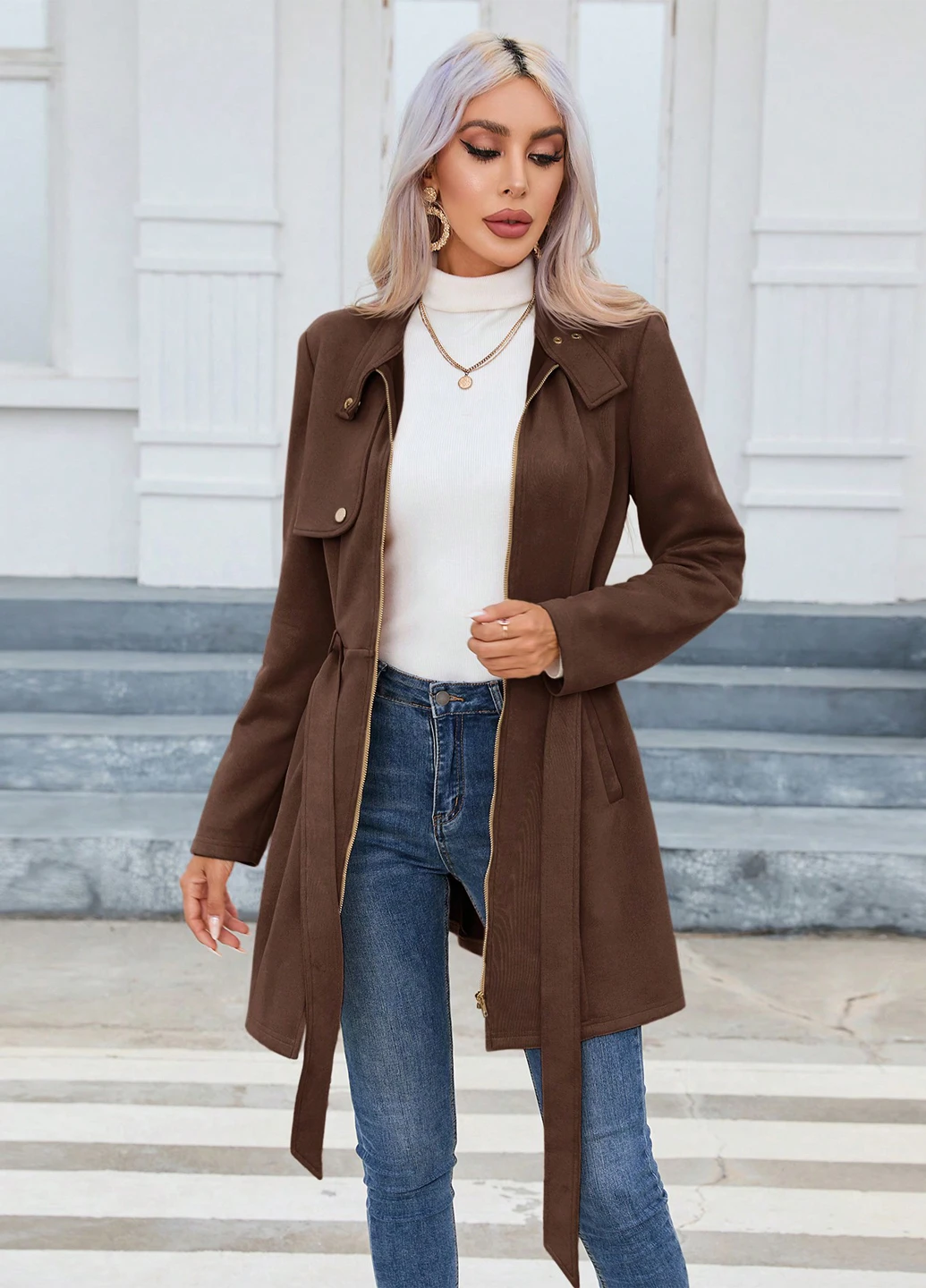 Коричневая демисезонная куртка SHEIN
