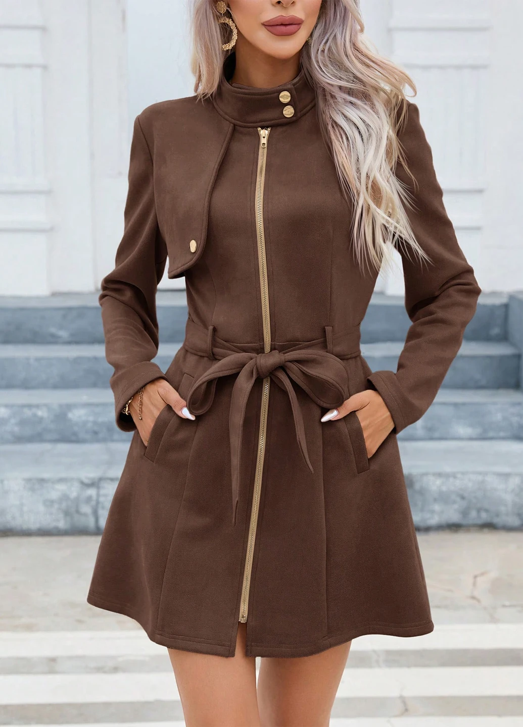 Коричневая демисезонная куртка SHEIN