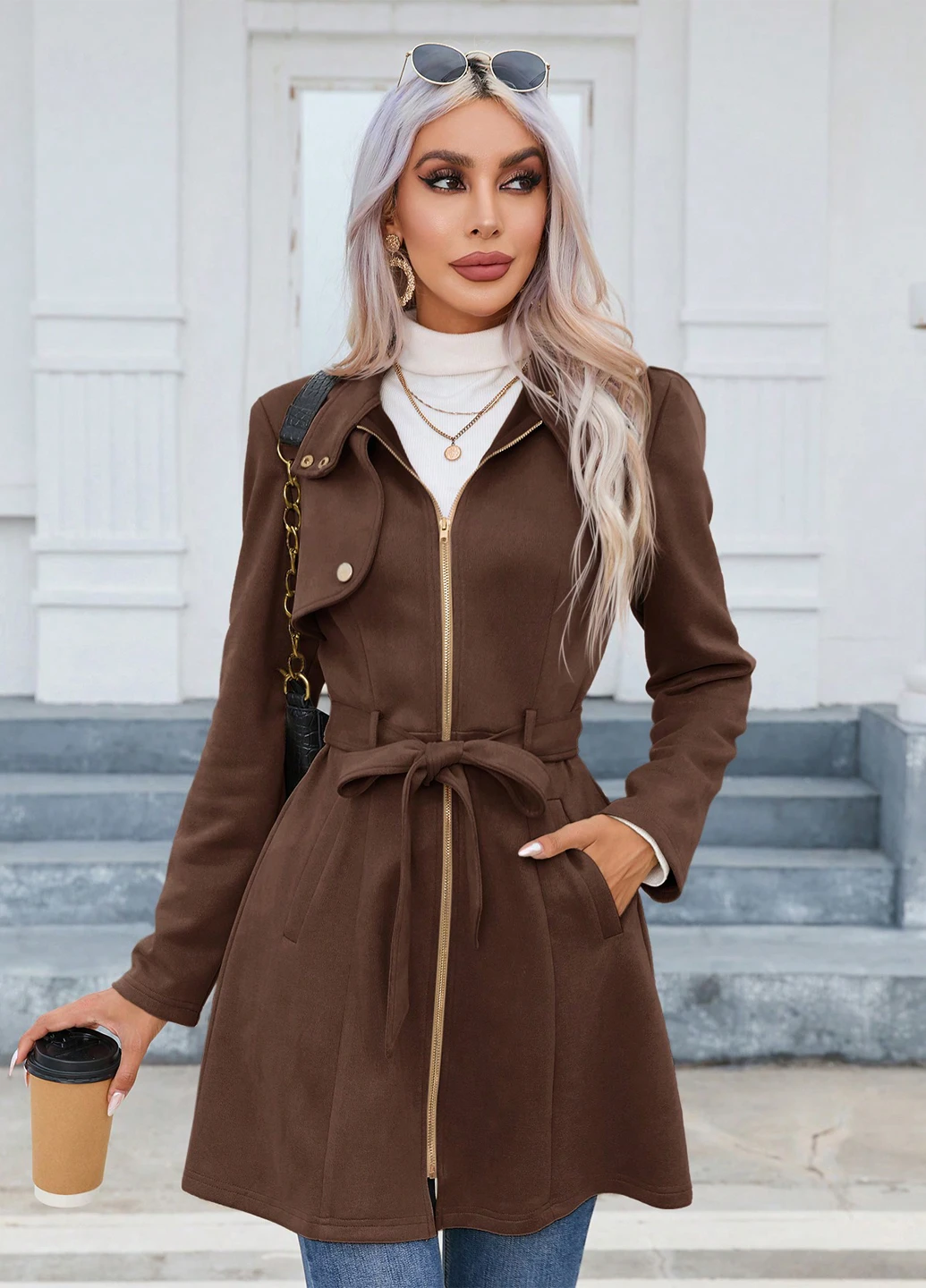 Коричневая демисезонная куртка SHEIN