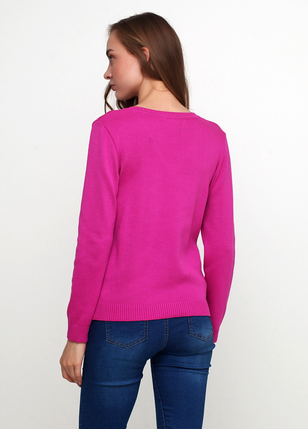 Фуксиновий (колору Фукія) демісезонний пуловер пуловер Only Women