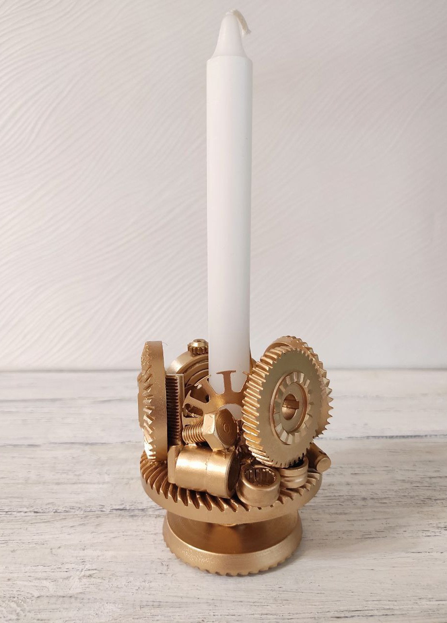 Сувенір підсвічник свічник стімпанк з металу з золотим напиленням ручна робота хендмейд подарунок SuvenirPodarokZP 1 (254490934)
