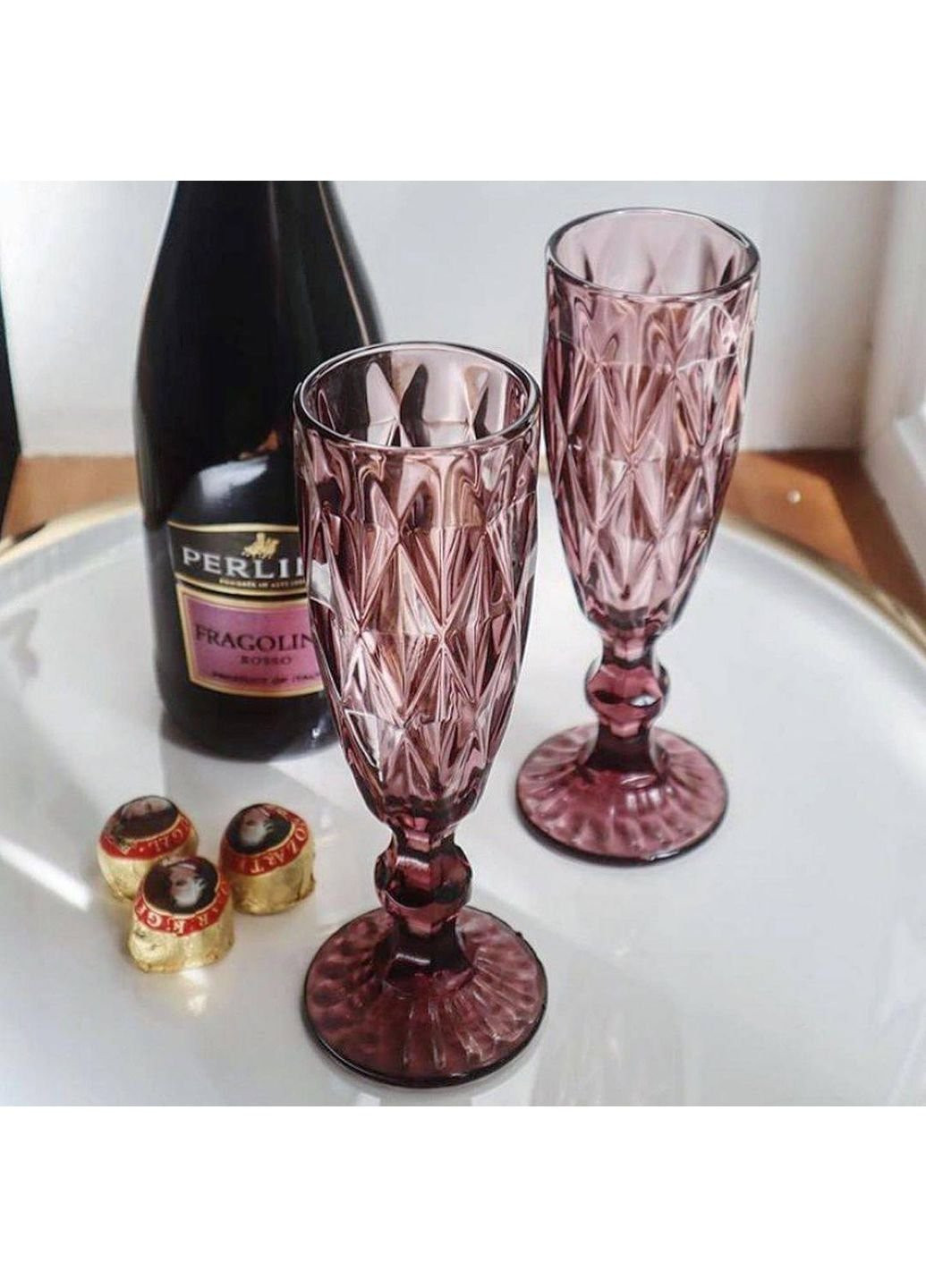 Бокал для шампанского 150 мл Изумруд розовый 34215-5-3 Olens (253625732)