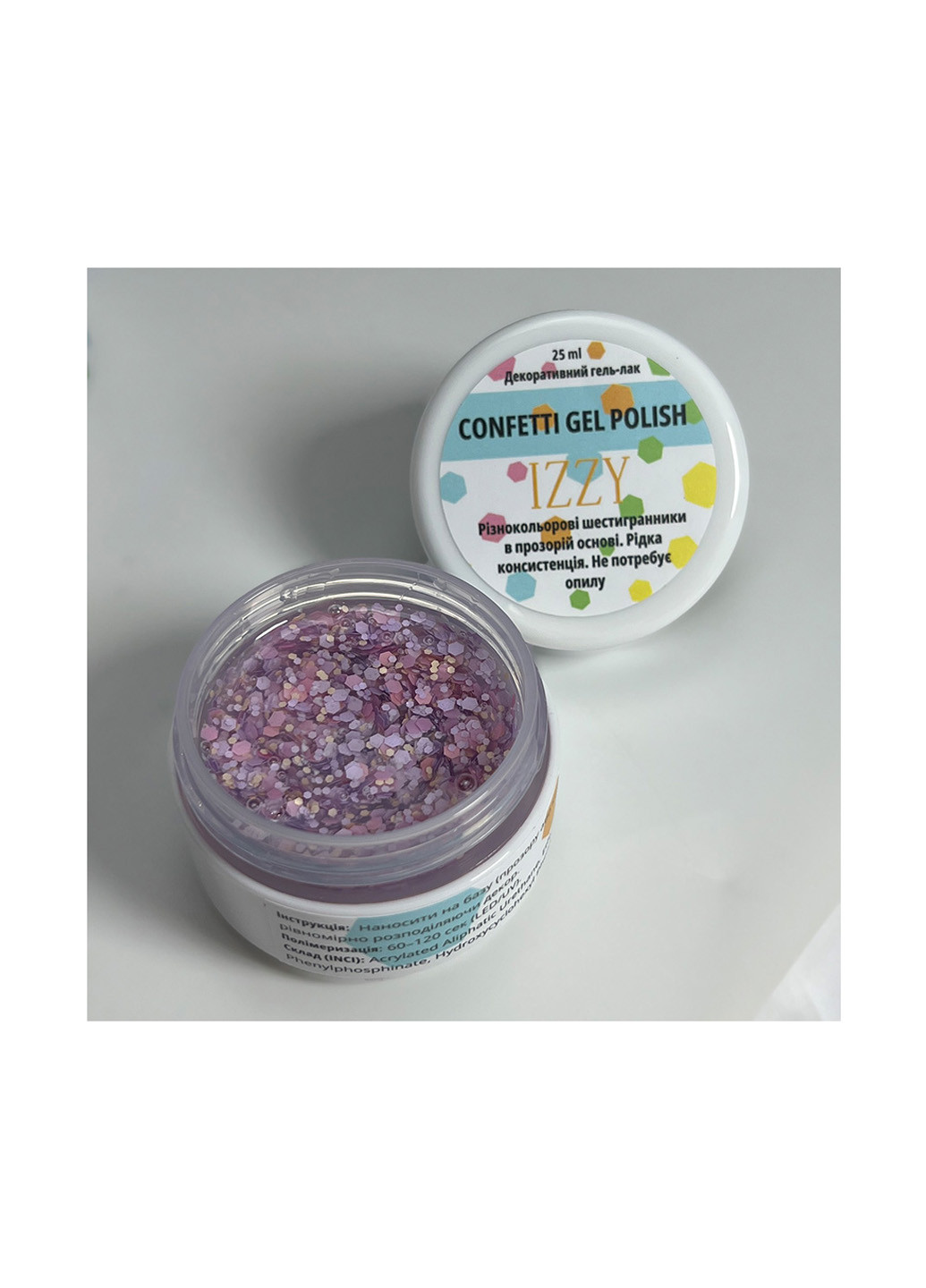 Гель-лак для манікюру декоративний Confetti №01, 25 г Izzy (363030524)