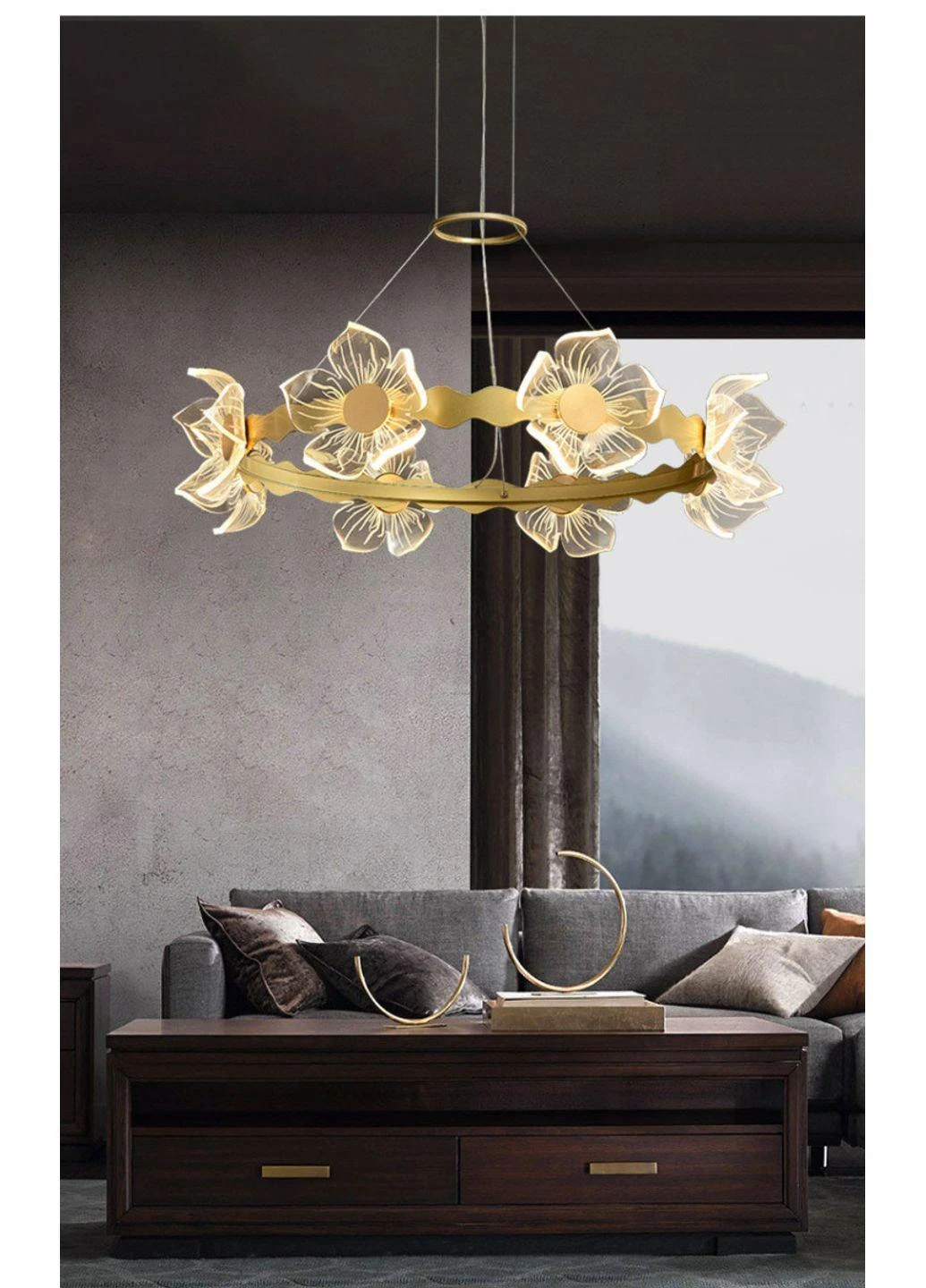 Люстра стельова LED D5021S/580-k Золото 25х58х58 див. Sunnysky (253122451)