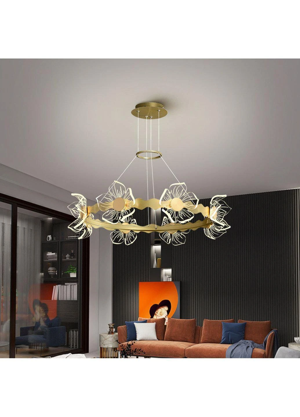 Люстра стельова LED D5021S/580-k Золото 25х58х58 див. Sunnysky (253122451)