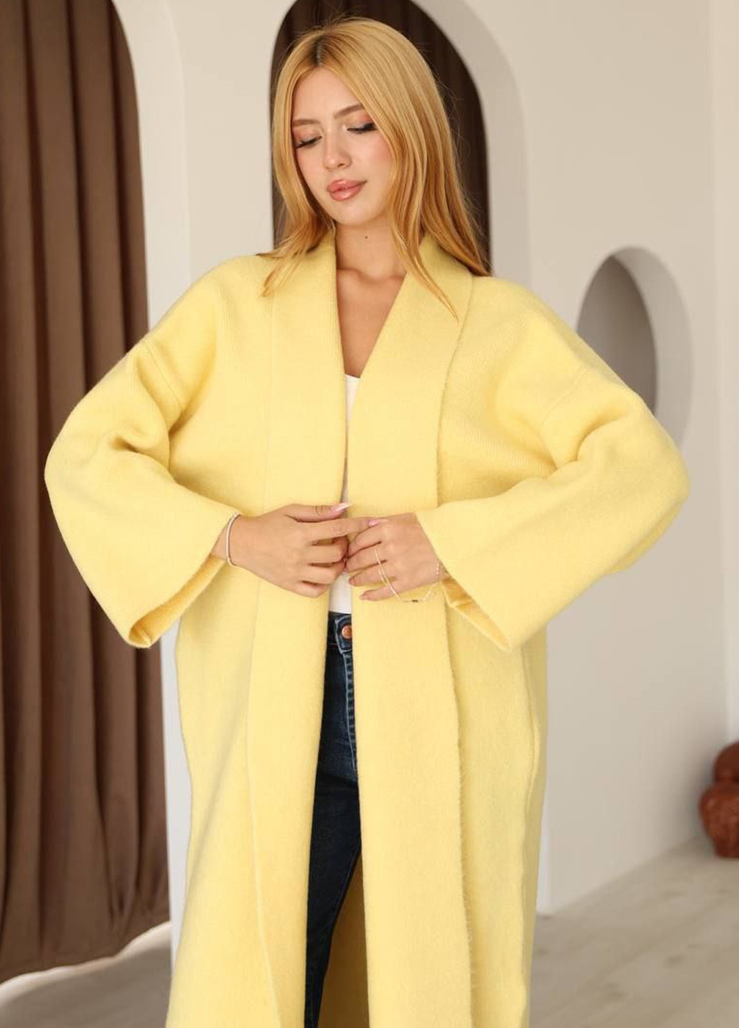 Желтый демисезонный кардиган No Brand