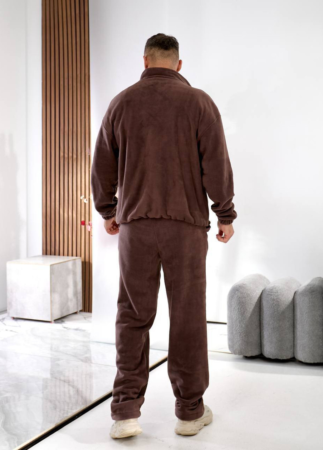 Коричневый демисезонный костюм (толстовка, брюки) брючный No Brand