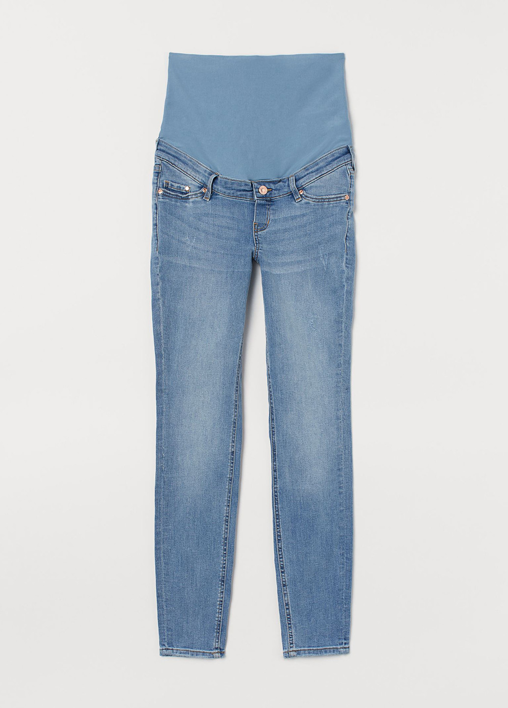 Джинси для вагітних H&M скінні однотонні блакитні джинсові бавовна