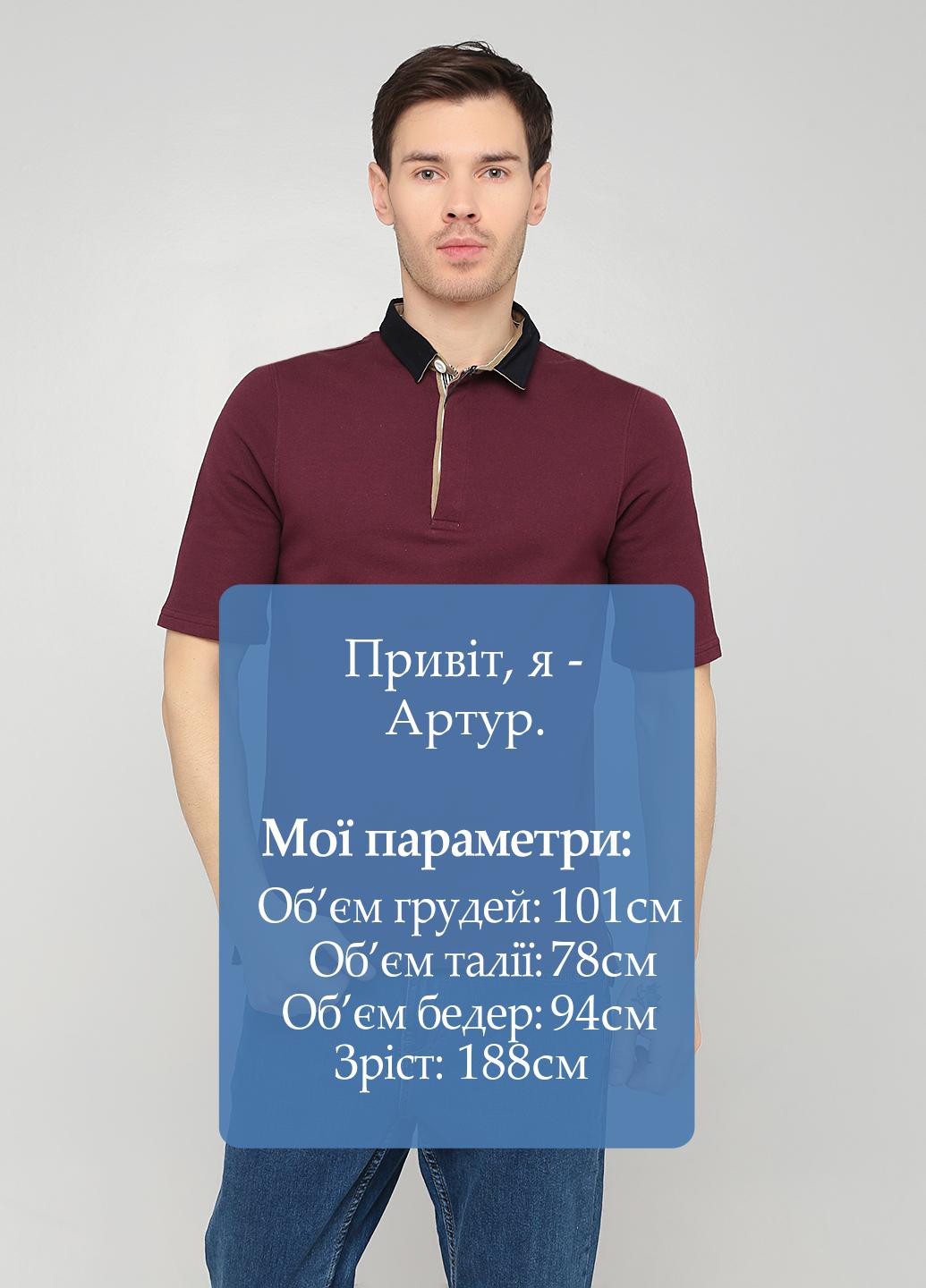 Бордовая футболка-поло для мужчин Asos однотонная