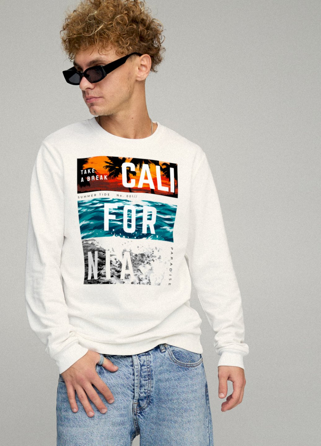 Білий світшот чоловічий basic /no flis/ YAPPI малюнок (251791413)